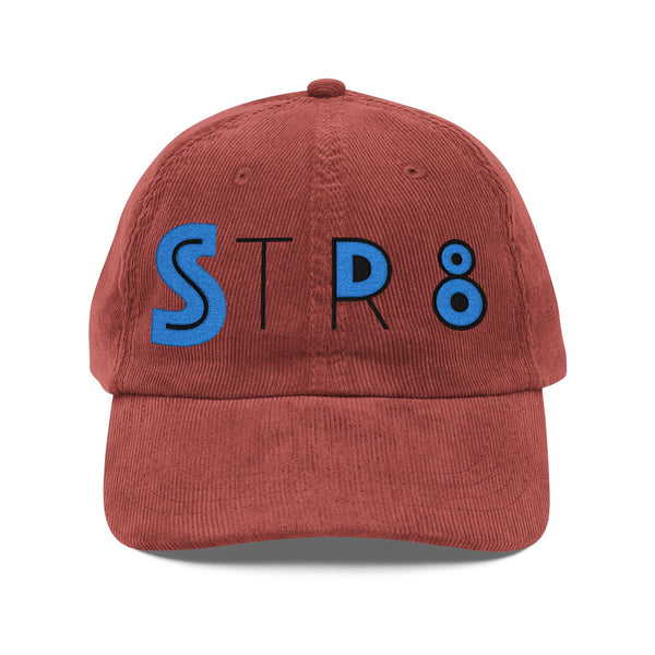 Retro Corduroy Cap with STR8 Embroidery - Stylish Casual Headwear