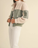 MABLE Shearling Contrast Bomber Jacket