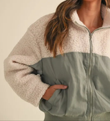 MABLE Shearling Contrast Bomber Jacket