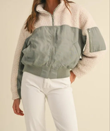 MABLE Shearling Contrast Bomber Jacket