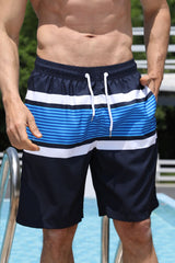 Full Size Printed Drawstring Waist Pocket Swim Trunks