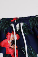 Full Size Floral Drawstring Waist Swim Trunks