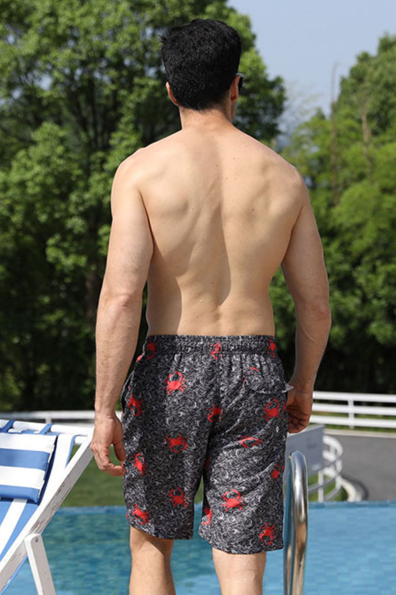 Full Size Printed Drawstring Waist Swim Trunks