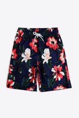 Full Size Floral Drawstring Waist Swim Trunks