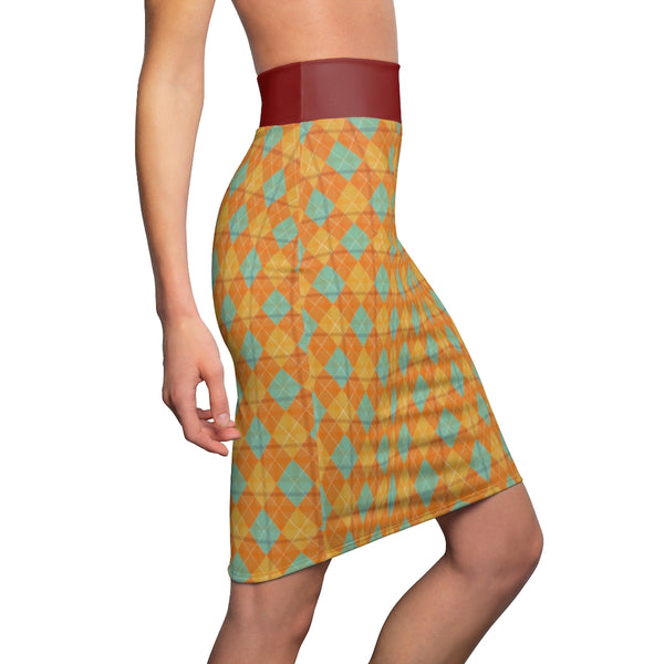 Lolli Gang Yellow Diamond Women's Pencil Skirt