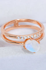 Natural Moonstone and Zircon Double-Layered Ring