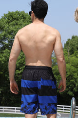 Full Size Printed Drawstring Waist Pocket Swim Trunks