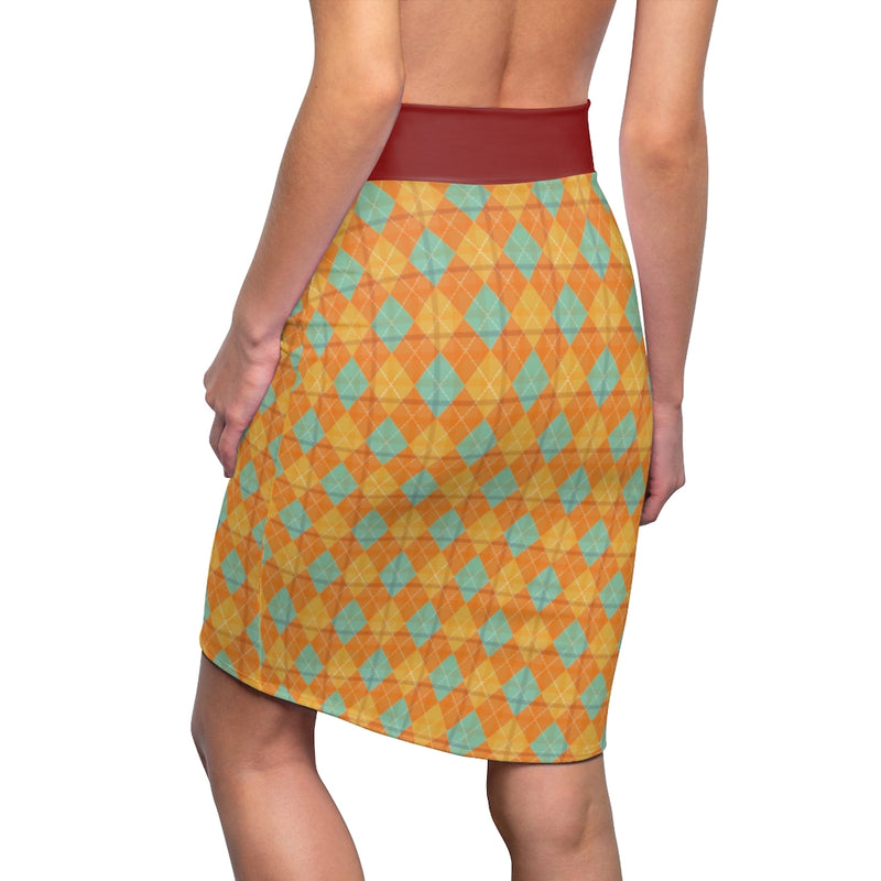 Lolli Gang Yellow Diamond Women's Pencil Skirt