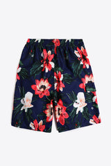 Full Size Floral Drawstring Waist Swim Trunks