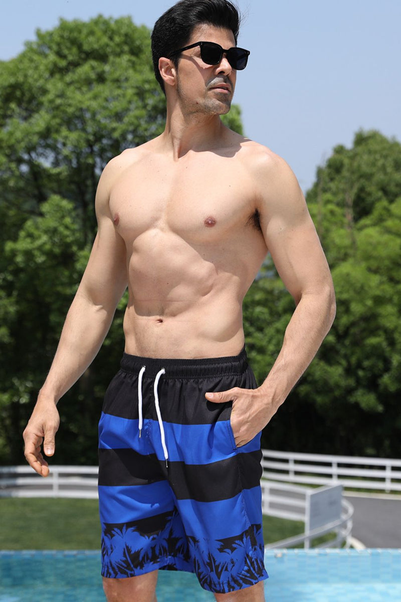 Full Size Printed Drawstring Waist Pocket Swim Trunks