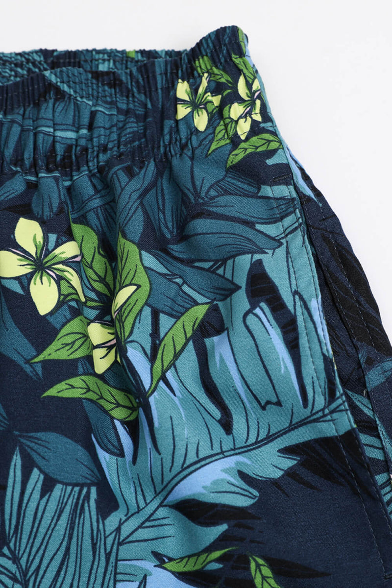 Full Size Floral Drawstring Waist Swim Trunks