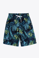 Full Size Floral Drawstring Waist Swim Trunks